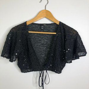 H&M Sheer Sequin Cropped Top